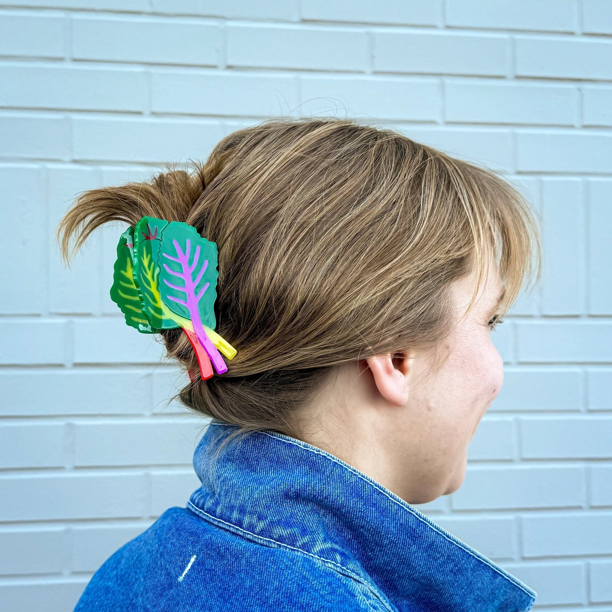 Large Rainbow Chard Hair Claw Clip - Image 3