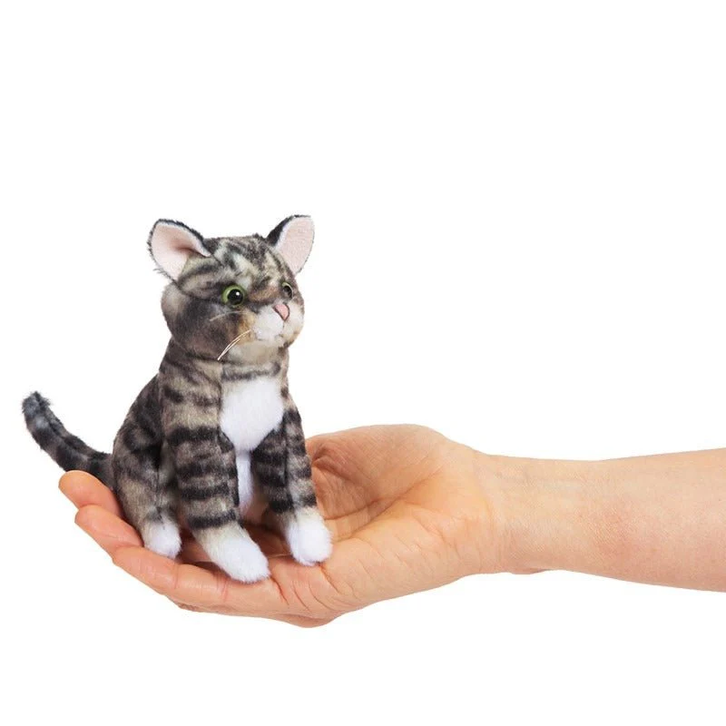 Mini Tabby Cat Gray Puppet - Image 3