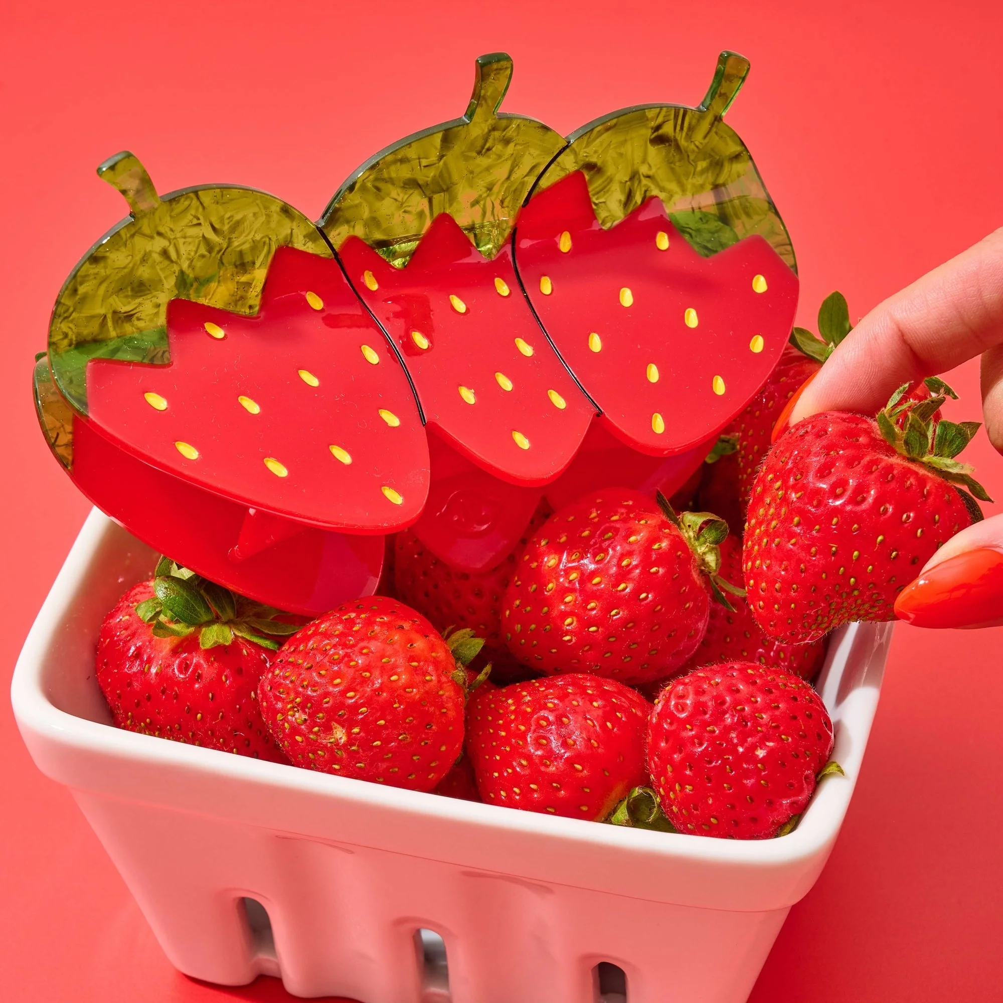 X-Large Red Strawberry Hair Claw Clip - Image 3